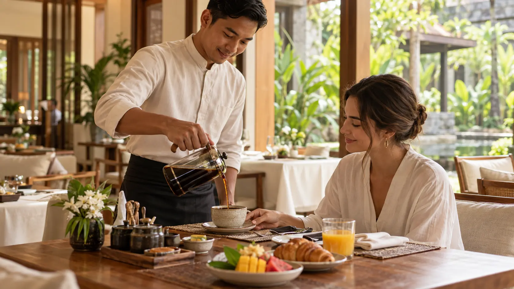 Cambodian coffee served in a hotel hospitality setting