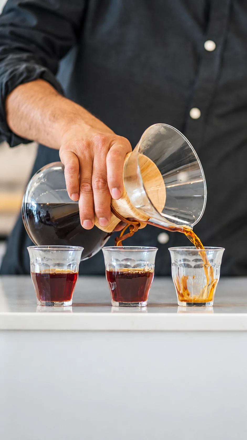Professional coffee brewing and roast evaluation