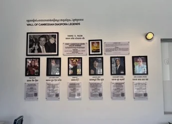 Wall of Cambodian diaspora legends in a coffeehouse